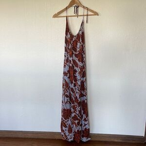 Blue and Orange printed maxi dress